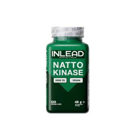 Inlead Nattokinase 120 Veggie Caps - Aktion - Veggie Kapseln für allgemeines Wohlbefinden, glutenfrei und vegan. Ideal zur täglichen Unterstützung des Energiestoffwechsels und der Herzgesundheit.