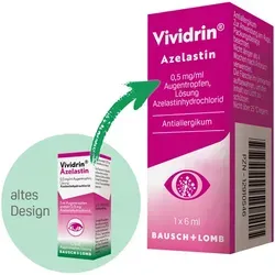 VIVIDRIN Azelastin 0,5 mg/ml Augentropfen 6 ml - Arzneimittel zur Linderung von allergischen Augenbeschwerden, ideal für Heuschnupfen und saisonale Allergien bei Erwachsenen und Kindern ab 4 Jahren.