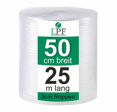 Produktbild LPF dieLUFTPOLSTERFOLIE Schutzfolie Luftpolsterfolie Große Noppen (3cm) Breite 50cm x Länge 25m / 100my