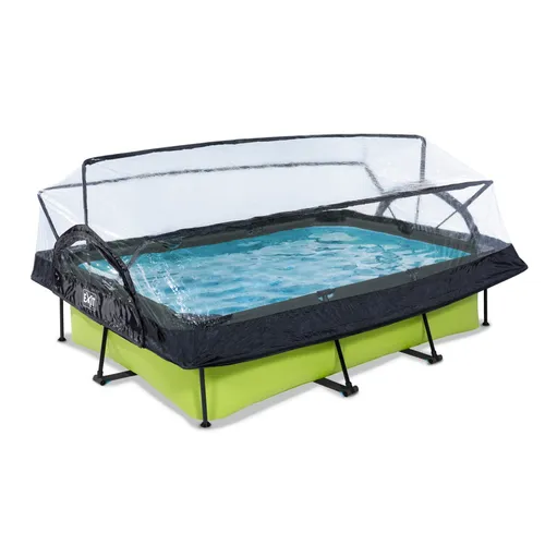 EXIT Lime Pool 300x200x65cm mit Filterpumpe - Grüner Rahmenpool - Swimmingpool mit stabiler Konstruktion, integrierter Filterpumpe und praktischer Abdeckung für sauberes Wasser und optimale Wärmehaltung. Ideal für die ganze Familie!
