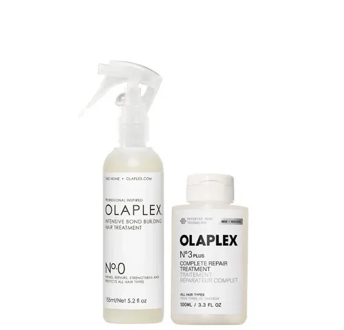Olaplex Haarpflege-Set Intensive Repair Duo – 2-tlg. für geschädigtes Haar - Das OLAPLEX Intensive Repair Duo sorgt für eine effektive Haarreparatur zu Hause. Mit No.0 und No.3 wird die Haarstruktur gestärkt und Haarbruch reduziert. Für sichtbar kräftigeres und glänzenderes Haar.