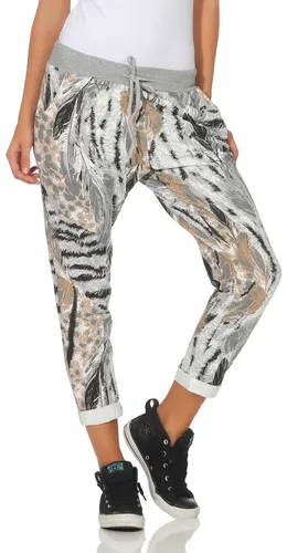 Damen Hose Sweatpants Jogginghose Baumwolle Freizeithose Onesize 36-42 Tierprint