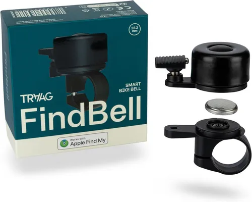 draadwerk® Fahrradklingel FindBell, Smarte Fahrradklingel mit Ortungsfunktion, (Apple Find My kompatibel (kein AirTag nötig), Für 22,2mm & 31,8mm Lenkerdurchmesser)
