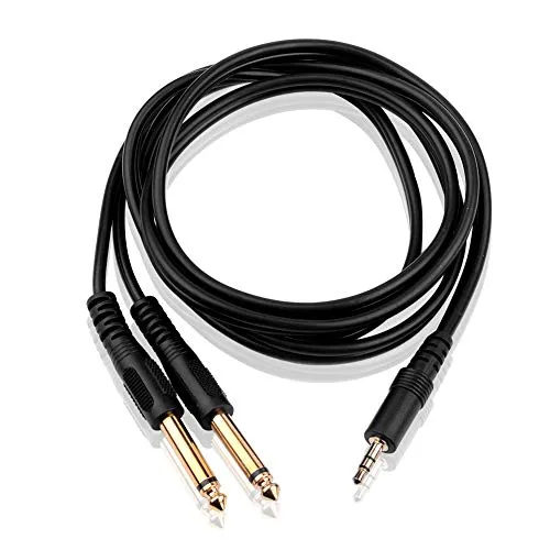 S SIENOC 1,5M Stereo 3.5mm Klinke auf Dual 6.35mm Mono Y AudioKabel Geflochten 6.35mm Klinkenstecker auf 3.5mm Klinke Audio Splitter Kabel Digital Interface Instrument Kabel