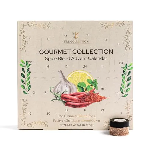 Gewürz-Adventskalender 2025 – 24 Gourmet-Gewürzmischungen, Gewürz-Geschenkset | Gewürzmischung für Salat, Gemüse, Rindfleisch, Hähnchen, BBQ Rub | Weihnachtsgeschenke für Männer und Frauen
