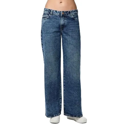 PIECES Female Wide Fit Jeans PCSELMA LW - Damen-Jeanshosen mit weitem Bein und hoher Taille, aus 79% Baumwolle und recyceltem Material, ideal für einen lässigen Look mit Komfort.