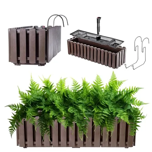 KADAX Blumenkasten 60 cm in Braun, Landhausstil mit Untersetzer