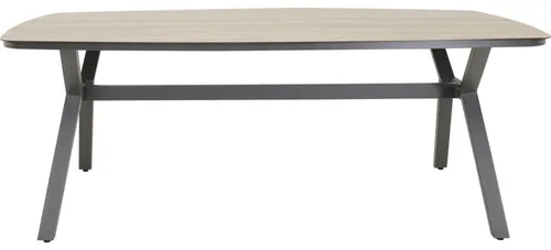 Lesli Living Diningtisch Odense, Oval 200x100cm in Teakoptik - Eleganter Diningtisch ODENSE in dänischer Ovalform, ideal für Garten und Terrasse. Robuste HPL-Tischplatte in Teakoptik und stabiler pulverbeschichteter Aluminiumrahmen sorgen für Langlebigkeit und pflegeleichte Nutzung.