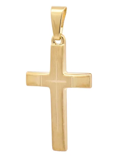 Kettenanhänger Gold Anhänger Kreuz massiv 585 - 14 Karat Gold - Eleganter Kettenanhänger aus 14 Karat Gelbgold. Hochwertige Verarbeitung für besondere Anlässe, ideal als Geschenk oder für den persönlichen Stil.