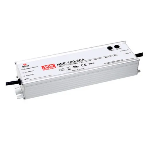 MW HEP-100-12A LED-Trafo 100 W 12 V - Treiber mit festen Anschlussleitungen, IP65 LED-Treiber von MeanWell mit 100 W, Überlastschutz und hoher Energieeffizienz für zuverlässige Leistung in anspruchsvollen Anwendungen.