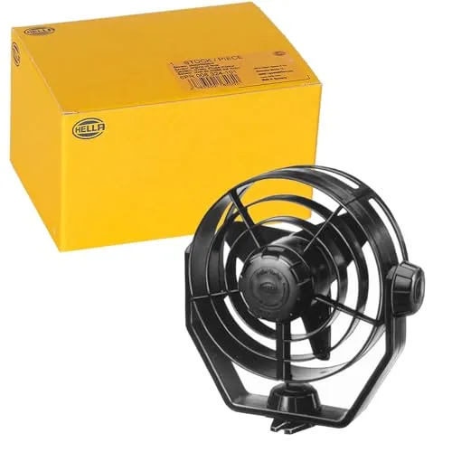HELLA Turbo Ventilator 24V - 6.5W - Hochleistungsventilator für Trucks und Busse, regelbarer Luftstrom über Zweistufenschalter, allseitig schwenkbar und arretierbar für optimale Luftzirkulation.