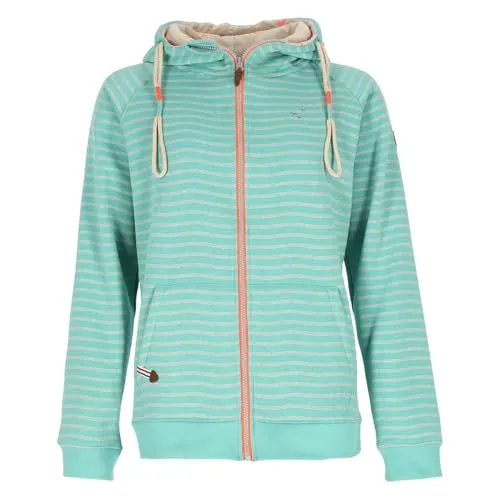 modAS Damen Sweatjacke mit Kapuze - Gestreifte Kapuzenjacke in Mint Größe M