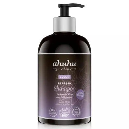 ahuhu COLOR REFRESH Shampoo Cool Blond (500ml) – Silbershampoo für strahlendes blondes & graues Haar - Shampoos, neutralisiert Gelbstich und pflegt mit ahuhu-Extrakt für geschmeidiges, glänzendes Haar. Vegan, silikonfrei und ideal für sensibles Haar.