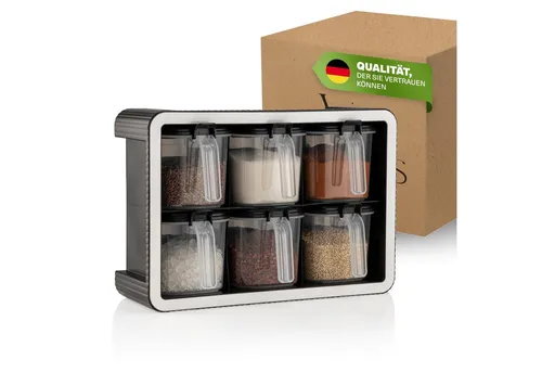 Viwares Gewürzbehälter 6-tlg. Set mit Aromaschutz in schwarz von Viwares
