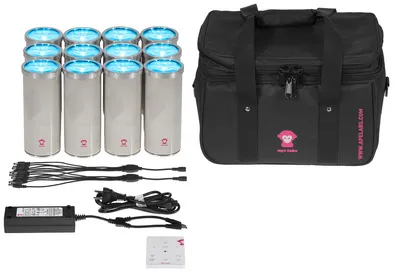 Ape Labs LightCan V2 TP 12 SB C - Kompakte Akku-Lampe - Lichttechnik: 12x LightCan V2 in creme mit 15W RGBW-LED, IP65, ideal für Uplighting und vielseitige Anwendungen; steuerbar via App oder Fernbedienung, bis zu 10 Stunden Akkulaufzeit.