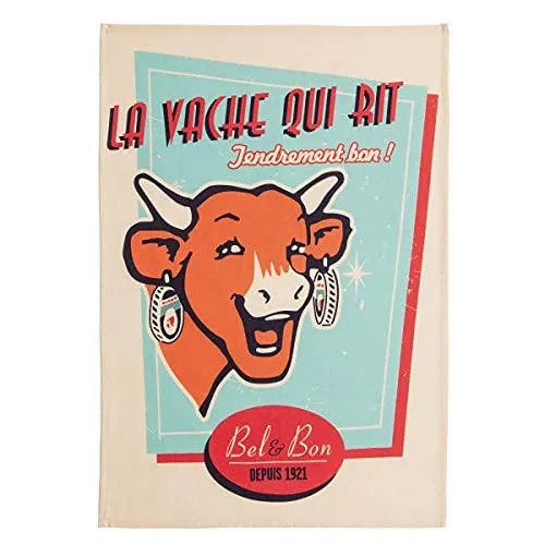 La Cow qui Laughing Retro Geschirrtuch - Vanille in beige von Coucke