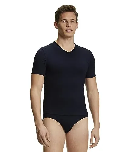 FALKE Herren Unterwäsche Daily Comfort Multipack V Neck M S/s Ts Baumwolle 2 Stück, Grau Midnight 6366, L - Kompakter Doppelpack mit atmungsaktiven V-Ausschnitt T-Shirts aus hochwertiger Baumwolle. Ideal für Business und Alltag, bieten sie höchsten Tragekomfort und eine perfekte Passform unter engen Kleidungsstücken.