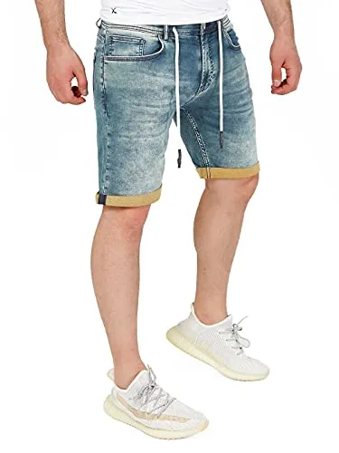 Yazubi Helle Bequeme Hosen Herren Kurz Sommer Stretch Kerze Männer Leichte Jeanshosen Luftige Shorts Henry, Grün (Balsam Green 185606), W29