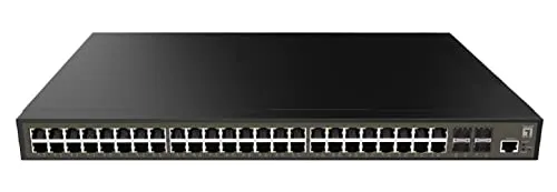 LevelOne GEL-5271 Switch - 48-Port L2+ Managed - Luftreiniger mit 48 x 10/100/1000 Ports und 4 x Gigabit SFP, ideal für leistungsstarke Netzwerklösungen in Büros und Rechenzentren.