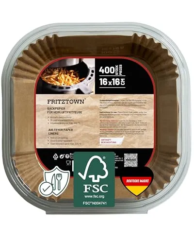FRITZTOWN Air Fryer Papier | Hitzebeständige Antihaft Backpapier für Heißluftfritteusen