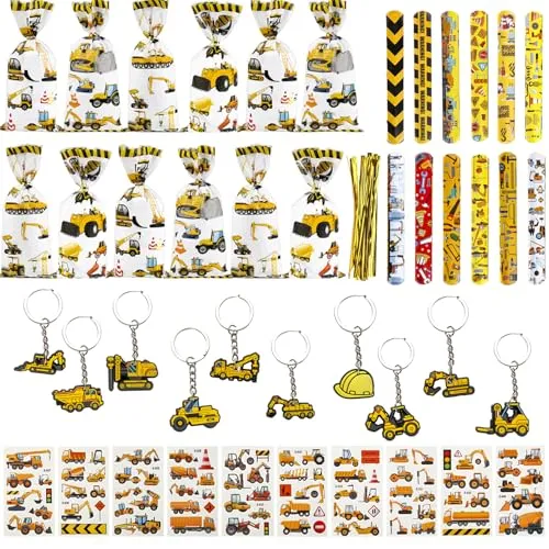 Stück Baustelle Party Kindergeburtstag Mitbringsel, Gastgeschenk Kindergeburtstag Bagger, Baustelle Kinder, Traktor Mitbringsel mit Schnapparmband Kinder, Give Aways Kindergeburtstag Traktor 44