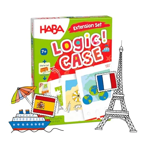 HABA Logic! CASE Extension Set Urlaub & Reisen, Logikspiel für Kinder ab 7 Jahren, Rätselspiel. Reisespiel, Spiel für 1 Spieler