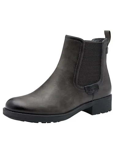 Tamaris Damen Stiefelette 1-25378-45 - Graue Chelsea-Boots ohne Verschluss - Wanderschuhe mit elastischem Einsatz für müheloses Anziehen und optimalen Tragekomfort. Stilvolles Design und bequemer Blockabsatz für den ganzen Tag.