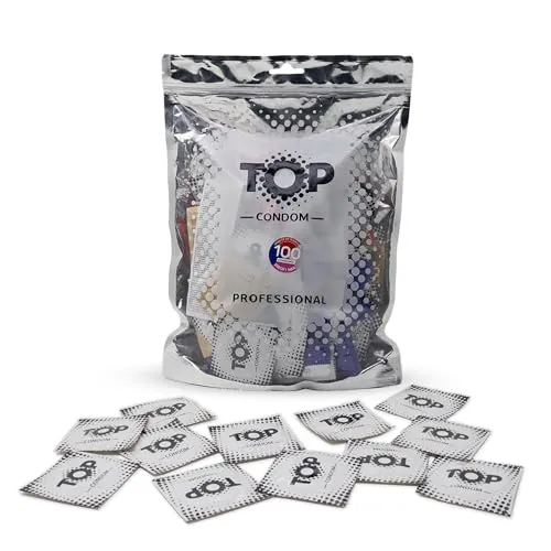 TOP Kondome 100 Stück Packung, Profi Mix, natürlich und gefühlsecht, aus Latex, mit Reservoir, Durchmesser 53 mm, für Männer