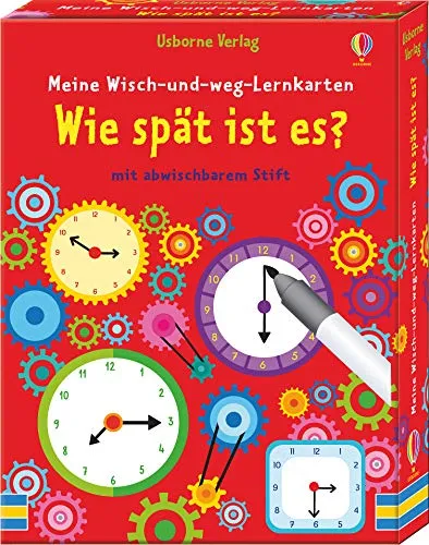 Vedes Meine Wisch-und-weg-Lernkarten: Wie spät ist es? 090 1St. - Lernspielzeug für Kinder zum spielerischen Erlernen von analogen und digitalen Uhrzeiten, abwischbar mit Stift für unendliches Üben.