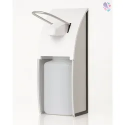 Kompakter Dosierspender FIX, 500 ml aus Kunststoff - Praktischer Dosierspender FIX aus robustem ABS Hartkunststoff, ideal für Desinfektionsmittel oder Flüssigseife. Hygienisch bedienbar mit dem Unterarm, für 500 ml EURO-Flaschen geeignet. Made in Germany.