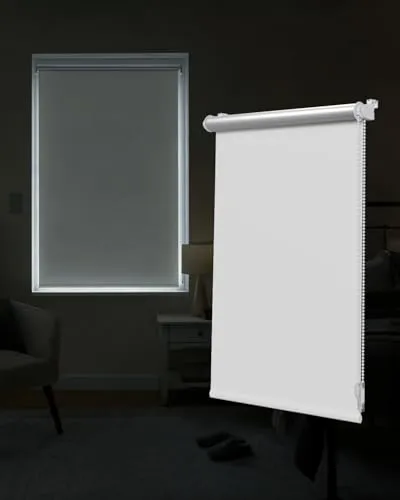 Victoria M. Tenebra Thermorollo Klemmfix Rollo, Verdunkelungsrollo, Hitzeschutz, Sichtschutz, Ohne Bohren, inkl. Montagematerial, 35 x 160 cm, Weiß