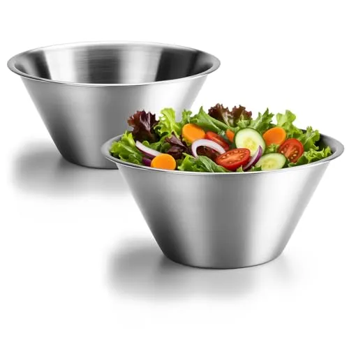 com-four® 2-teiliges Schüssel-Set aus Edelstahl - stapelbare Salatschale - Edelstahlschüssel zum Backen, Servieren und Snacken - Rührschüssel - Wasserschale fürs Haustier - Metallschalen - Dipschalen