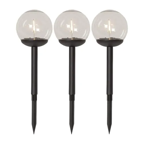 Star Trading GLOBE Solar Gartenleuchte 3er-Set – LED Kugelleuchten für Außen, warmweißes Licht, Dämmerungssensor, wetterfest, dekorative Außenbeleuchtung