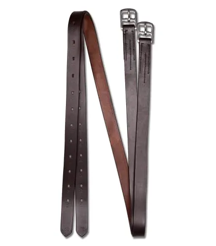 Waldhausen Steigbügelriemen Leder X-Line 2,2cm Braun 130cm - Hochwertige Steigbügelriemen aus strapazierfähigem Leder mit Edelstahlschnallen. Formbeständig und ideal für den täglichen Einsatz im Reitsport.