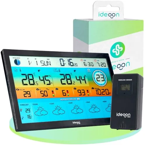 ideoon WLAN Funk Wetterstation mit XXL-Farb-Display