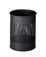 DURABLE Papierkorb 15,0 l schwarz - Robuster Stahlblech-Abfallbehälter mit elegantem Lochdesign für Ordnung am Arbeitsplatz