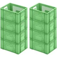 PROREGAL® Stapelbox SparSet 8x Eurobehälter - Stapelboxen für Obst & Gemüse, ideal für Gewerbe und Heimarbeit. Temperaturbeständig und unempfindlich gegenüber Säuren, perfekt für den Transport von Lebensmitteln.