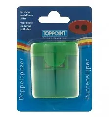 Doppel Dosenanspitzer Anspitzer Bleistiftspitzer 1x grün violett rot 3