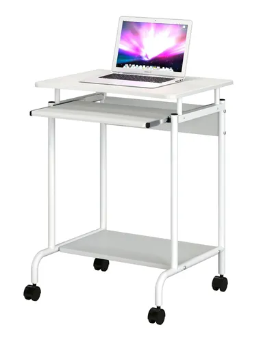 Techly ICA-TB S005W Computertisch Weiß - Kompakter Kinderschreibtisch mit abnehmbarer Tastaturablage, ideal für Notebooks. Mobiles Design mit Rollen für flexibles Arbeiten und Platzoptimierung.