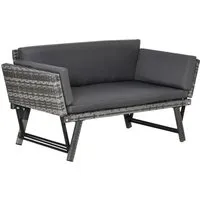 Outsunny Polyrattan Gartensofa 2 Sitzer - Sofas mit klappbaren Armlehnen für vielseitigen Einsatz im Garten oder Innenbereich, inklusive komfortabler, wasserabweisender Kissen.