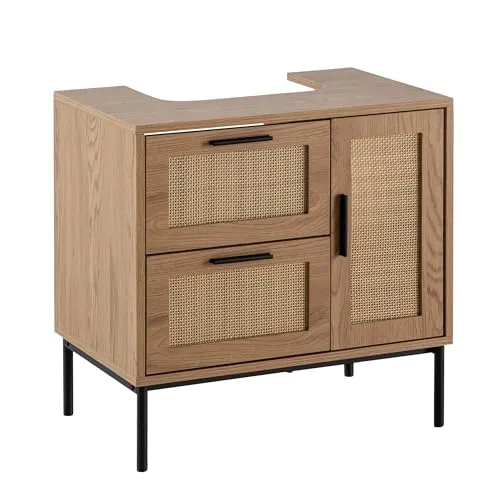 FineBuy Waschbeckenunterschrank Eiche-Optik 60x60 cm