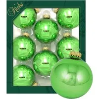 Krebs Glas Lauscha Weihnachtskugeln Grün Glanz Uni 8er-Set 7cm