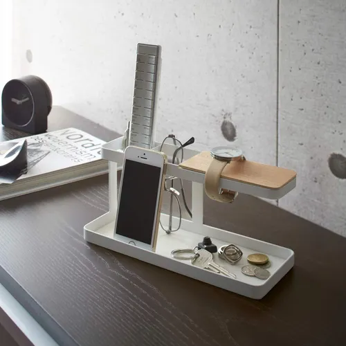 Produktbild Yamazaki Desk Organizer für Handy Telefon Fernbedienung Uhren Stifte weiß 02299