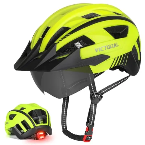 VICTGOAL Fahrradhelm mit Visier und LED Rücklicht
