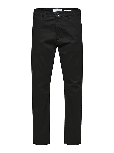 SELETED HOMME Herren Slhslim-new Miles 175 Flex Pants W Chino, Schwarz, 34W / 34L EU - Wanderhosen für jeden Anlass - Die Slim New Miles Flex Pant bietet perfekten Tragekomfort aus 91% Bio-Baumwolle und ist pflegeleicht, ideal für Freizeit und Business.