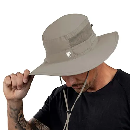 ALPIN LOACKER Outdoor Hut und Sonnenhut mit UV Schutz I Wanderhut für Bergsport aus recycelten Materialien I Anglerhut Herren und Damen, Beige