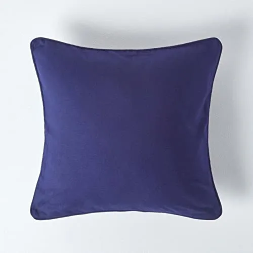 Homescapes dunkelblaue Kissenhülle 30 x 30 cm, Deko-Kissenbezug mit Reißverschluss aus 100% Baumwolle, unifarbener Zierkissenbezug für Dekokissen und Sofakissen, Marineblau