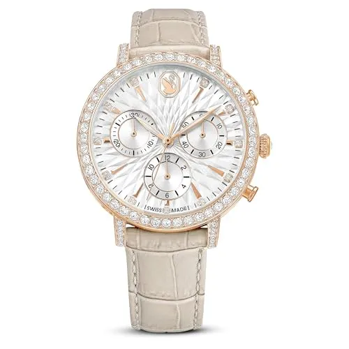 Swarovski Matrix Tennis Chrono Uhr - Elegante Armbanduhr für Herren mit Schweizer Präzision, hochwertigem Lederarmband und stilvollem roségoldfarbenen Finish, ideal für besondere Anlässe.