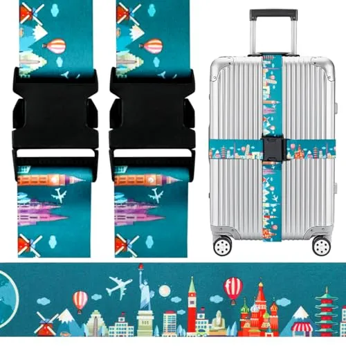 Gutsdoor 2 Stück Kofferbänder rutschfeste Koffergurte, Gepäckband Sicher Reisen, Besonders Auffällig Koffergurt Koffer Zubehör 1.96 in W x 6.23 ft L (2 Pack)