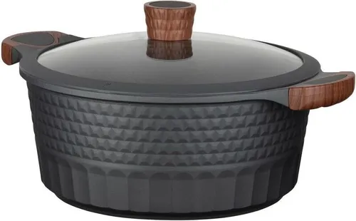 RESTO Kochtopf Schmortopf 6,6L mit Deckel - Kochtopf für alle Herdarten, auch Induktion; PFOA-frei und mit verstärkter Antihaftbeschichtung für gesundes Kochen ohne Anbrennen.